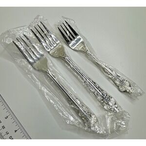 Ecko Eterna Lillianne Silver Plate Flatware 2 Dinner Forks 1 Salad Fork New